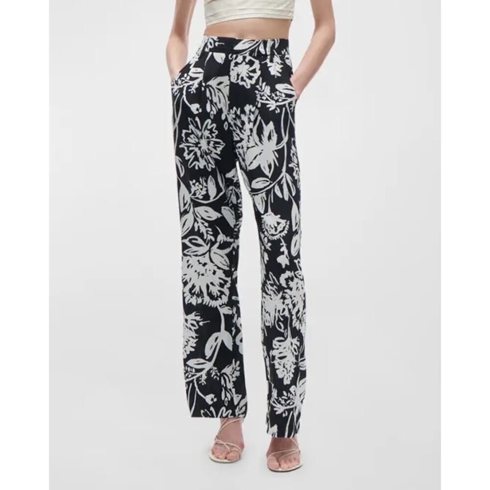 Figue Hadley Pant Porcelain Black White Floral Trousers Size 4